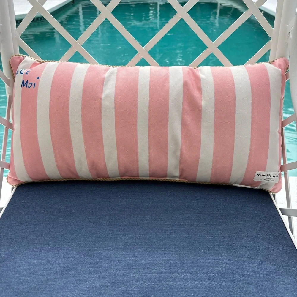 Anthropologie By The Sea Lobster Pillow NWT Nathalie Lete Indoor/Outdoor Striped